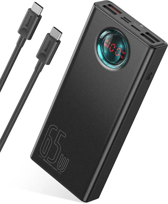 Main image of 30000mAh 65W Portable Charger Laptop Power Bank with Digital Display 7-Ports for MacBook Pro/Air iPhone 16/15/14 iPad  Galaxy Steam Deck  ROG Ally - PD3.0/QC4.0 (Black)