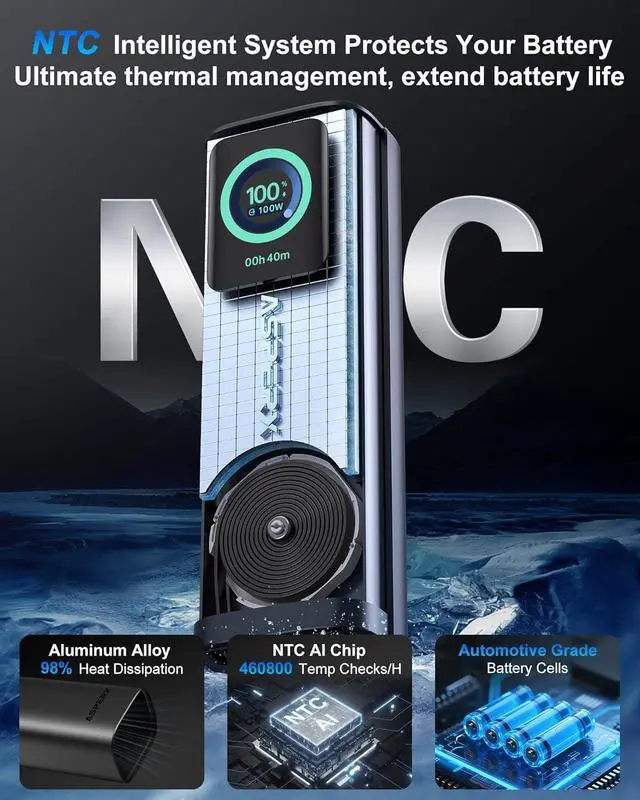 Alt view image 5 of 7 - Laptop Power Bank 20 000mAh 165W Retractable Cables Aluminum Alloy Unibody Portable Charger Power Bank Battery Bank for MacBook Pro/Air/iPhone 16/iPad Pro/S25 Ultra//HP(Flight-Approved)