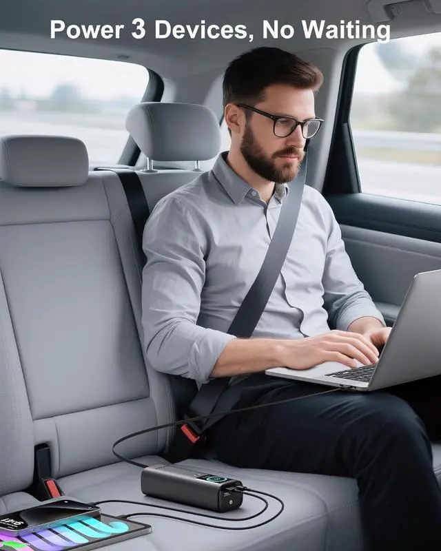 Alt view image 7 of 7 - Laptop Power Bank 20 000mAh 165W Retractable Cables Aluminum Alloy Unibody Portable Charger Power Bank Battery Bank for MacBook Pro/Air/iPhone 16/iPad Pro/S25 Ultra//HP(Flight-Approved)