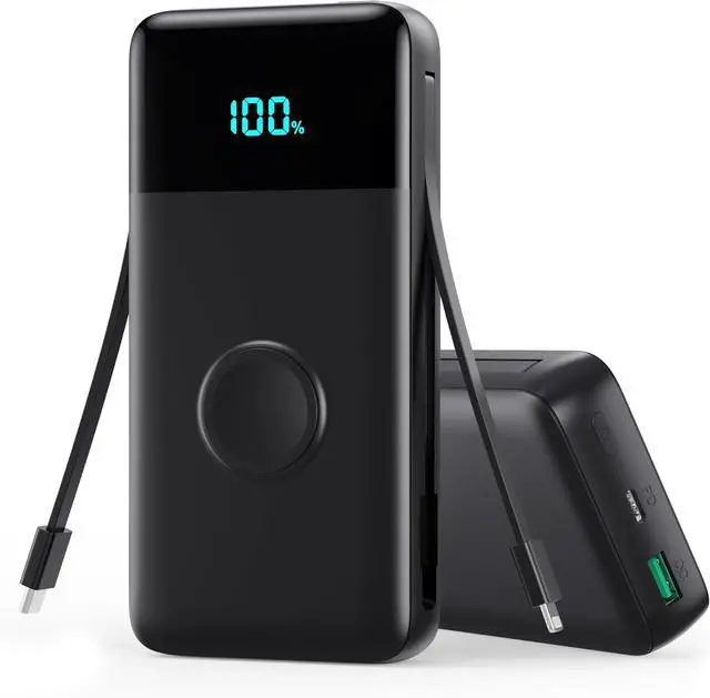 Main image of Portable Charger 40800mAh for iPhone with 2 Built-in Cable and iWatch Charger 5-in-1 25W PD Fast Charging USB C Power Bank QC4.0 LED Display Battery Pack for iPhone 16/15/14/13/12 Android  Watch