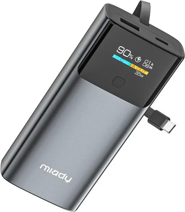 Main image of Portable Charger PD 35W Fast Charging Small Power Bank has Smart Digital Display Screen 10000mAh Battery Pack Built-in USB-C Cable Compatible with iPhone 16/15 Galaxy S24/S22 Android and More