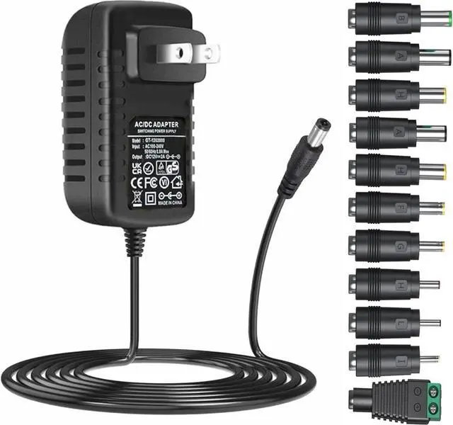 Main image of Universal AC Adapter 12V 2A Power Supply Charger 24W AC110V to DC12V 2000mA 1500mA 1000mA 500mA Power Driver 11 DC Plug Tips 12 Volt Converter Inverter Transformer ac dc Adapter(DC12V~2A)