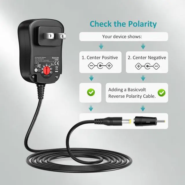 Alt view image 5 of 6 - 24W 3V 4.5V 5V 6V 7.5V 9V 12V Universal AC/DC Adapter Multi-Voltage Regulated Switching Power Supply with 8 Round DC Plugs for LED Strip Light CCTV Camera Speaker Router 2A Max