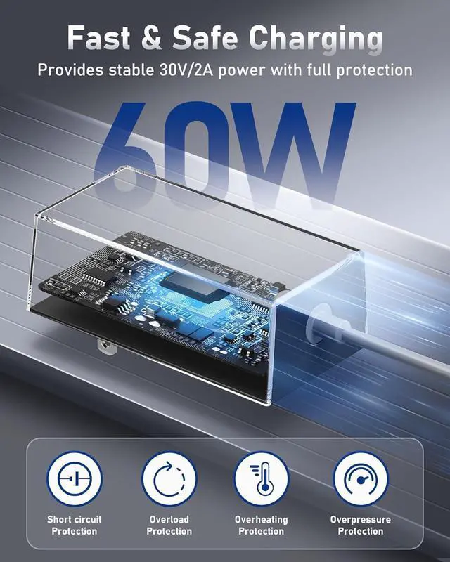 Alt view image 3 of 6 - Starlink Mini Power Supply Adapter 30V 2A 60W AC/DC Charger Wall Plug Fast Charging Official Alternative Power Solution Compatible with Starlink Mini DC to DC Power Cable