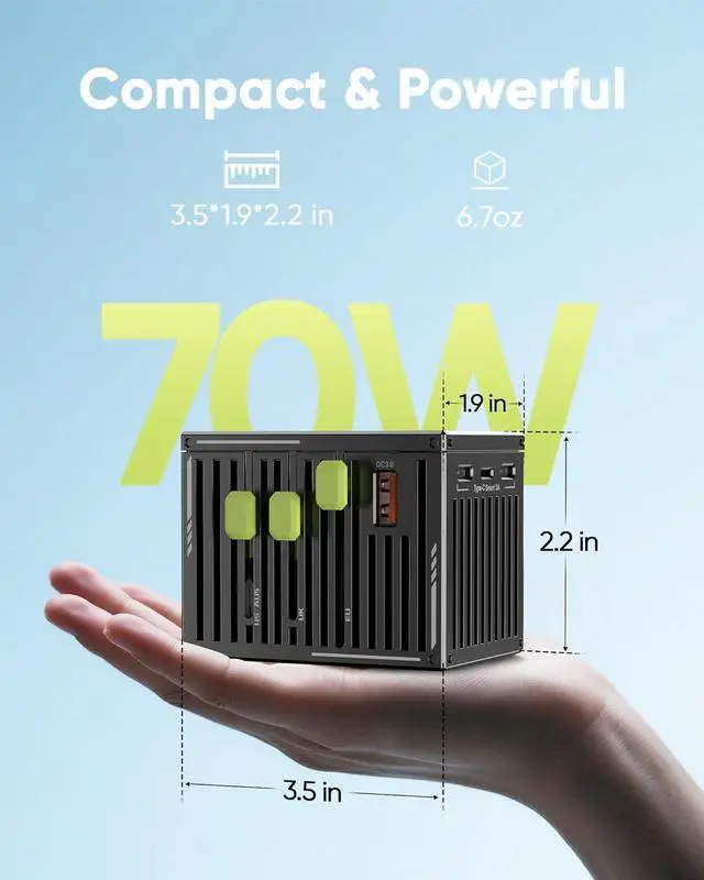 Alt view image 5 of 6 - 70W Universal Travel Adapter with 4 USB-C & 1 USB-A Ports International Power Adapter European Travel Plug Adapter Worldwide Travel Essentials for EU UK AUS USA