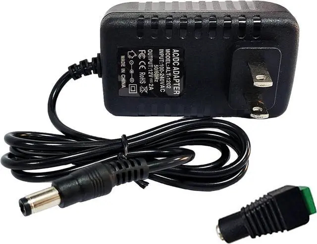 Alt view image 2 of 7 - 12 Volt 2A Power Adapter Supply AC 100-240V to DC 12 V Power Supply Transformer Charger Wall Plug for DC12V Light Security CCTV Camera Black 8x5x3.3 cm