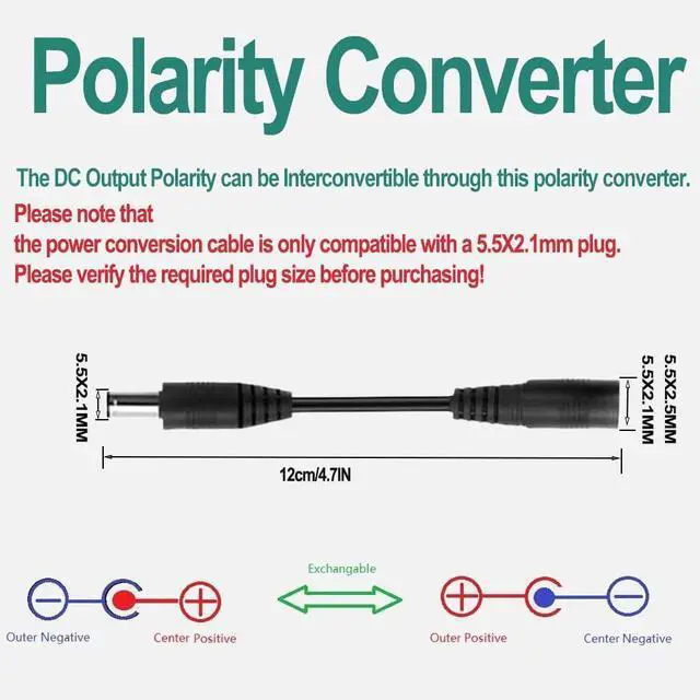Alt view image 5 of 7 - DC 9V 2A Power Supply AC Adapter 9 Volt 2 Amp Power Adapter Transformer Cord100-240V 50-60Hz AC to DC Converter with 10 Tips & 5.5mm x 2.1mm Reverse Polarity Converter Cable