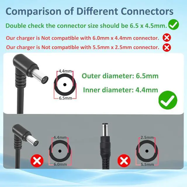 Alt view image 4 of 7 - DC 19V Power Cord TV Charger Compatible with LG Electronics 19 20 22 23 24 27 LED LCD Monitor Widescreen HDTV 24M47H-P 24MP55HQ  32 J5205 J5003 H5000 UN32J4000 UN32J4000AF