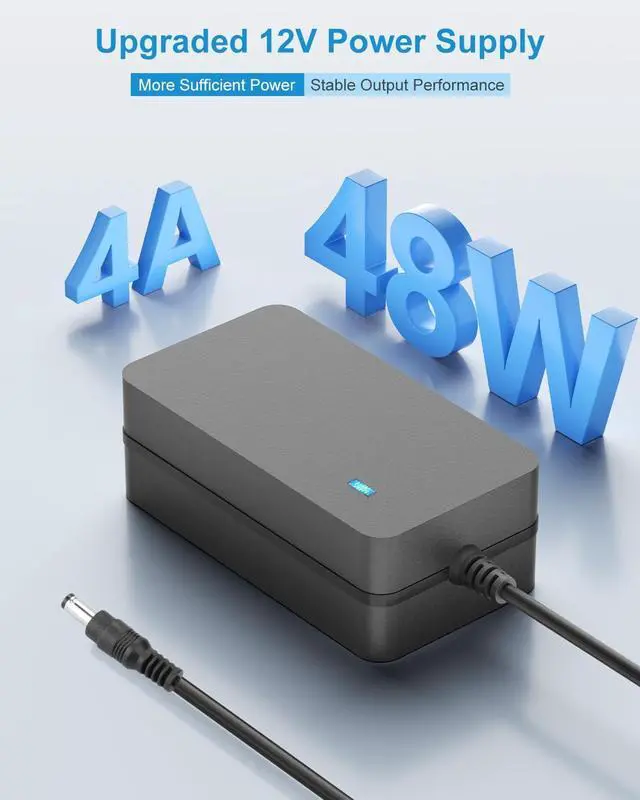 Alt view image 2 of 7 - 12V Power Supply 4A 6.2FT AC/DC Adapter 100~240V 50-60hz to 12V Power Cord Transformer 4 Amp 3A AC to DC Converter with 14 Tips for LED Strip Light CCTV Security Camera PC Monitor Router
