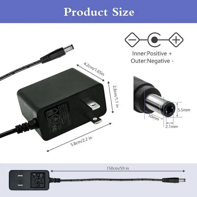 Alt view image 3 of 7 - 5V 1A Wall Charger Power Adapter with Plug 5.5 x 2.1mm 5W Universal AC/DC Adapter 100-240V AC to DC 5V Power Cord Converter with 9 Interchangeable Jacks Plug (1 Pack)