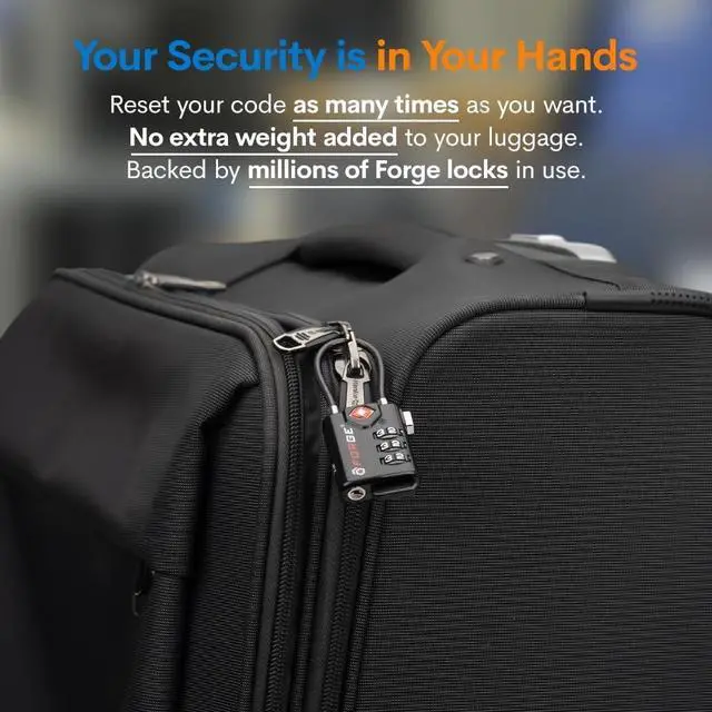 Alt view image 6 of 7 - TSA Approved Cable Luggage Locks Re-settable Combination with Alloy Body Black 2 Locks.