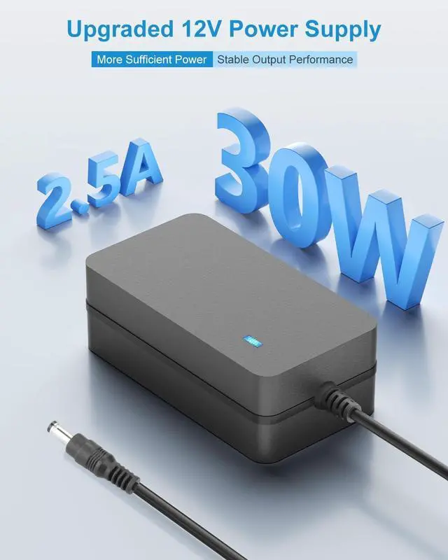 Alt view image 2 of 7 - 12 Volt Power Supply 2.5A AC/DC Adapter 100~240V 50-60hz to DC 12V Power Cord Transformer 2.5 Amp AC to DC Converter 6.2FT with 14 Tips for LED Light CCTV Security Camera PC Monitor Router