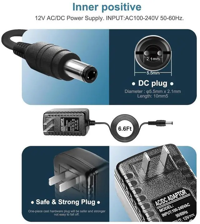 Alt view image 4 of 5 - 12V 2A AC Adapter Charger with 8 Tips ac/dc Adapter 100-240v 50/60hz 12 Volts 2000mA DC in 12V Power Supply Cord for  & WD My Book WD LED Strip Light CCTV Camera Router DC 12V 1.5A 1a Cable