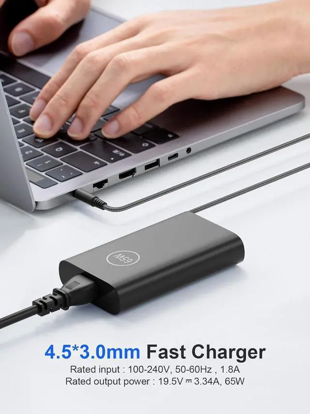 Alt view image 7 of 7 - 65W Charger for  Laptop Charger AC Adapter for  Inspiron 11 13 14 16 15 17 3000 5000 7000 Series 15 3520 3552 3555 3558 3565 5552 5555 5558 5559 Laptop Power Supply Cord