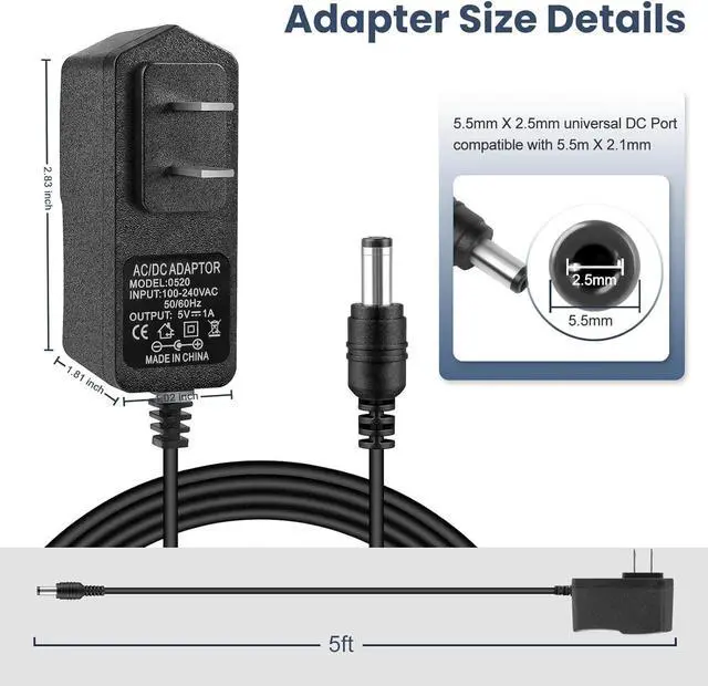 Alt view image 3 of 7 - 5V 2A Power Adapter 5V 2A Power Supply Adapter AC Adapter 100V-240V AC Power Adapter Wall Charger for TV Box Camera Speaker Router & More DC Devices