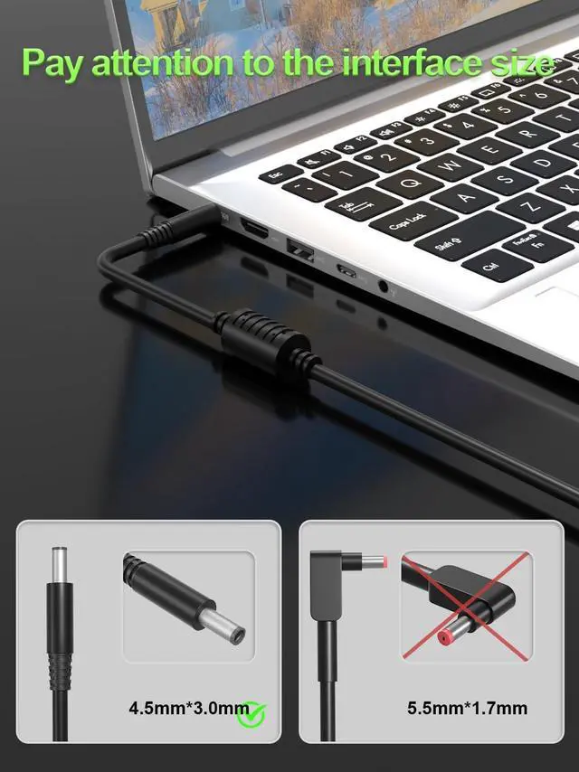 Alt view image 2 of 7 - 65W Charger Compatible with  inspiron-15 14 13 11 16 17 5000 3000 7000 Series 7506 5570 3593 Latitude 3510 3520 3310 3440 XPS 13 12 11 Vostro 15 14 13 5000 3000 Series Laptop