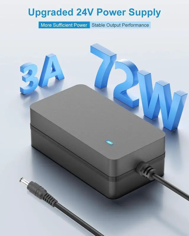 Alt view image 2 of 7 - 24V Power Supply 3A 72W 24 Volt Transformer AC/DC Adapter 100-240V 50-60Hz to DC24V 3 Amp 2A 1A Converter 6.2FT DC Power Cord with 14 Tips for LED Strip Light CCTV Camera System Pump Router