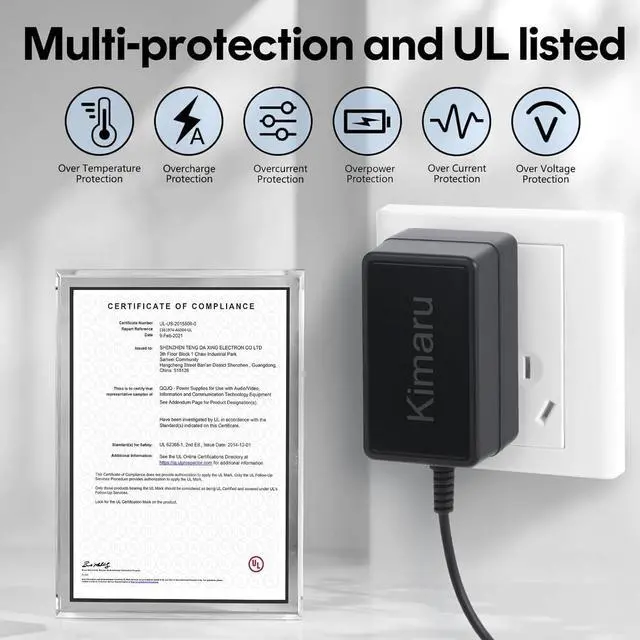 Alt view image 4 of 5 - 12V 2A Power Adapter for LED Strip Light CCTV Camera Webcam Router GPS BT Speaker Yamaha Keyboard Regulated 12 Volts 2000mA Power Supply Cord DC 12V Transformer with 5 Tips.