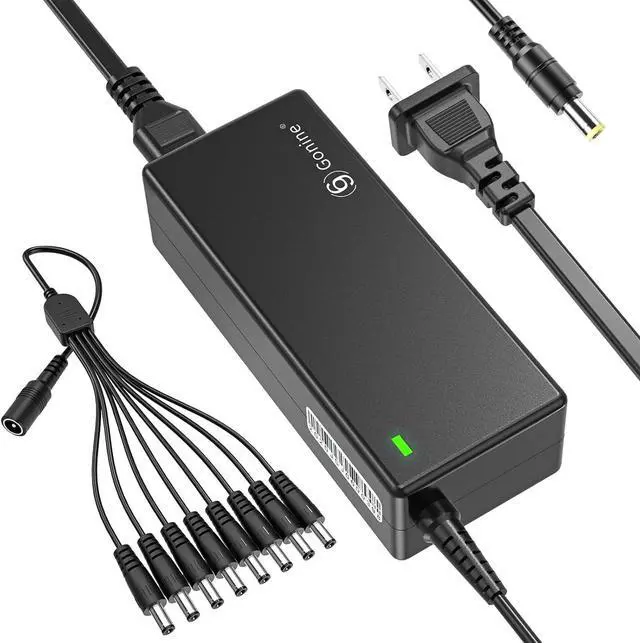 Main image of 8-Way CCTV Power Supply Box 12V 5A with Power Splitter Cable Compatible with Lorex Swann Night Owl Annke Q-See Security Camera Systems.