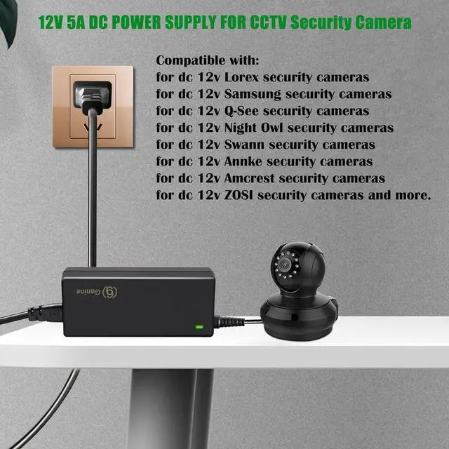 Alt view image 2 of 7 - 8-Way CCTV Power Supply Box 12V 5A with Power Splitter Cable Compatible with Lorex Swann Night Owl Annke Q-See Security Camera Systems.