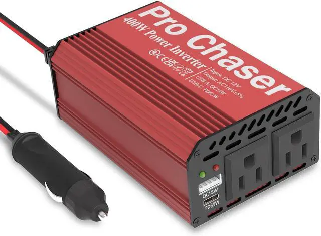 Main image of 400W Power Inverters for Vehicles - DC 12v to 110v AC Car Inverter Converter USB-A PD 65W USB-C Ports Dual AC Adapter for Air Compressor Laptops