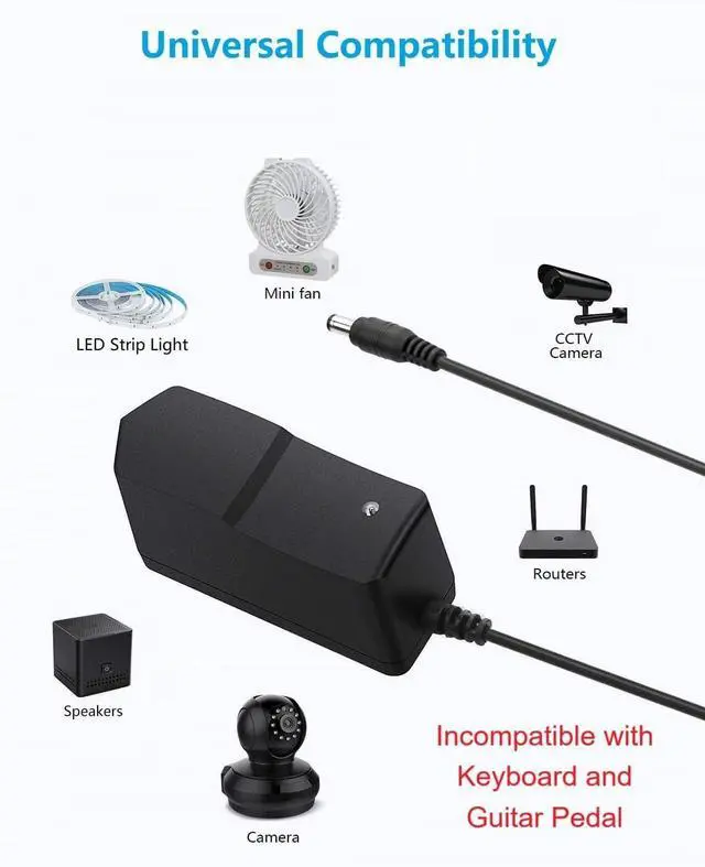 Alt view image 3 of 6 - 9V DC Power Supply 1A AC Adapter 100-240V 50/60Hz to 9 Volts 1Amp Transformer DC 9V Power Cord 5.5mm x 2.5mm Plug & 10 Tips