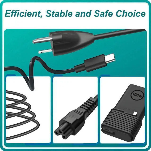 Alt view image 3 of 6 - 100W USB C Laptop Charger for  Precision 5680 3580 3580 3580 3581 Latitude 5340 7640 7640 7340 5440 5540 9440 Inspiron 14 16 5445 Plus 7430 7440 2in1 XPS 14 9440 AC Adapter Power Supply Cord Plug