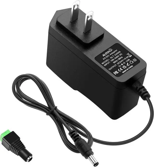 Main image of 24V 500mA Power Supply 0.5A AC/DC Adapter AC 100-240V to DC 24 Volt Converter Power Cord with 5.5 x 2.5mm Barrel for 12W Devices LED Lights Razor Essential Oil Diffuser Humidifier