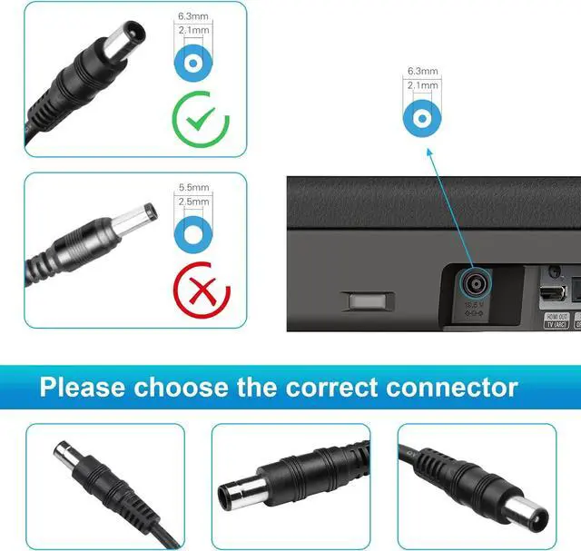 Alt view image 5 of 7 - Power Supply Charger for  SoundBar HW-HM45 HW-HM45C HW-H450 HW-M550 HW-H750 HW-K550 HW-K551 HW-J7500 HW-K450 HW-H570 HW-K650 HW-H370 HW-F350 HW-F335 HW-F355 HW-F550 HW-F551 SoundShare (HW-H450)