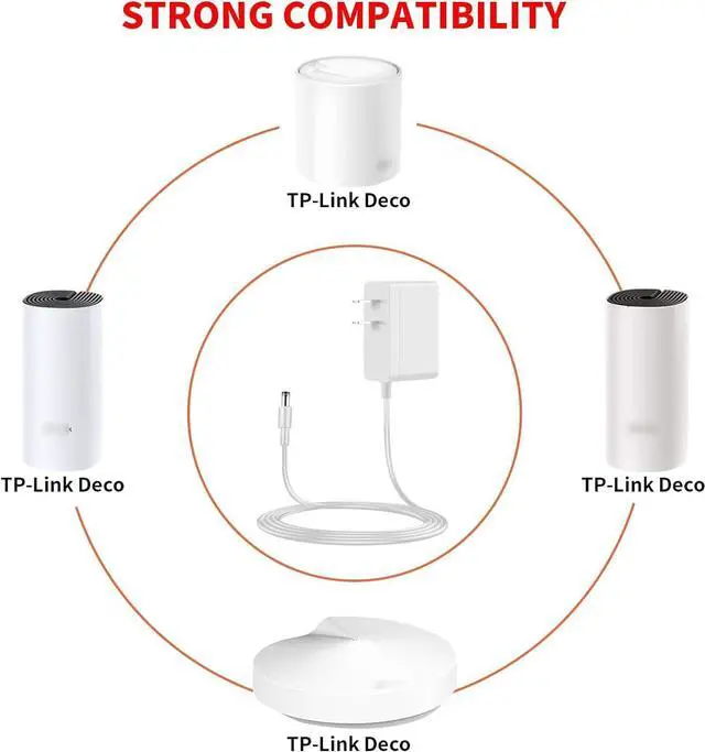 Alt view image 5 of 6 - Power Cord Compatible with TP-Link Deco Mesh WiFi System Models S4 M3 P9 M4 Replacement Charger for X20 X55 X60 X68 Router Power Supply AC Adapter
