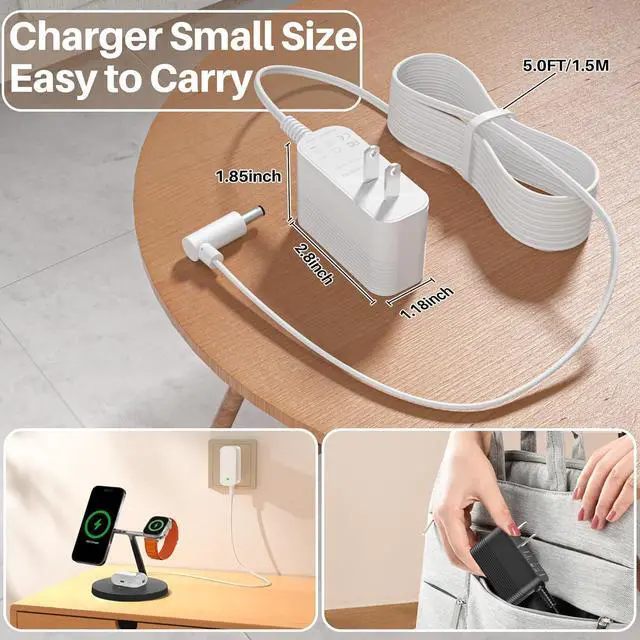 Alt view image 6 of 7 - DC 15V Adapter for Belkin Boost Charge Pro WIZ009 K7SWIZ009 WIZ010 WIZ016 WIZ017 WIZ017TT WH BK 3-in-1 Power Cord for 2ACR040G NJ 2ACR040GNJ Charger Power Supply