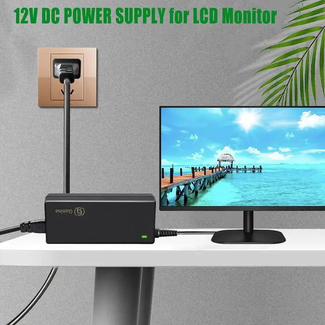 Alt view image 7 of 7 - 12V 5A Monitor Power Supply Cord 100-240V AC to DC in 12 Volt 5A Compatible for AOC Monitor 16 20 22 23 24 27 for  Monitor 22 23 24 27 Power Adapter.