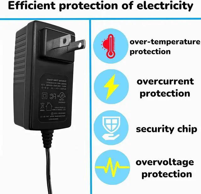 Alt view image 3 of 6 - DC 12V 1A-2A Power Supply Adapter 100-240V 50-60Hz Equipped with a 5.5mm×2.1mm DC Male Plug (12V 1A)