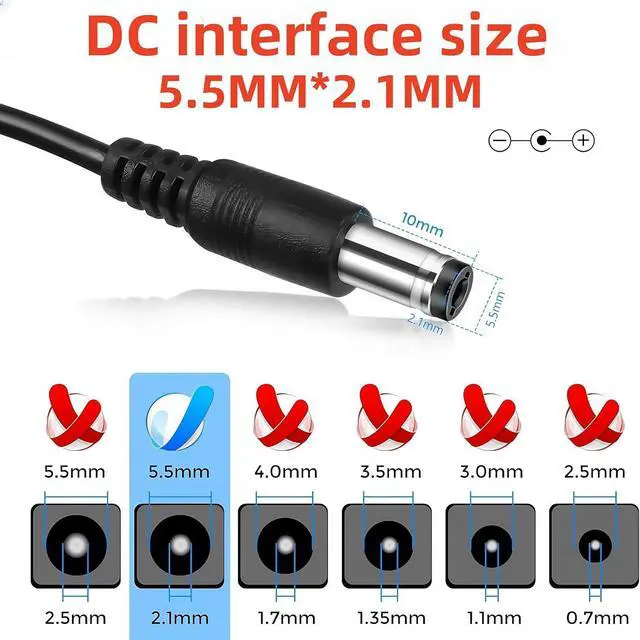 Alt view image 4 of 6 - DC 12V 1A-2A Power Supply Adapter 100-240V 50-60Hz Equipped with a 5.5mm×2.1mm DC Male Plug (12V 1A)