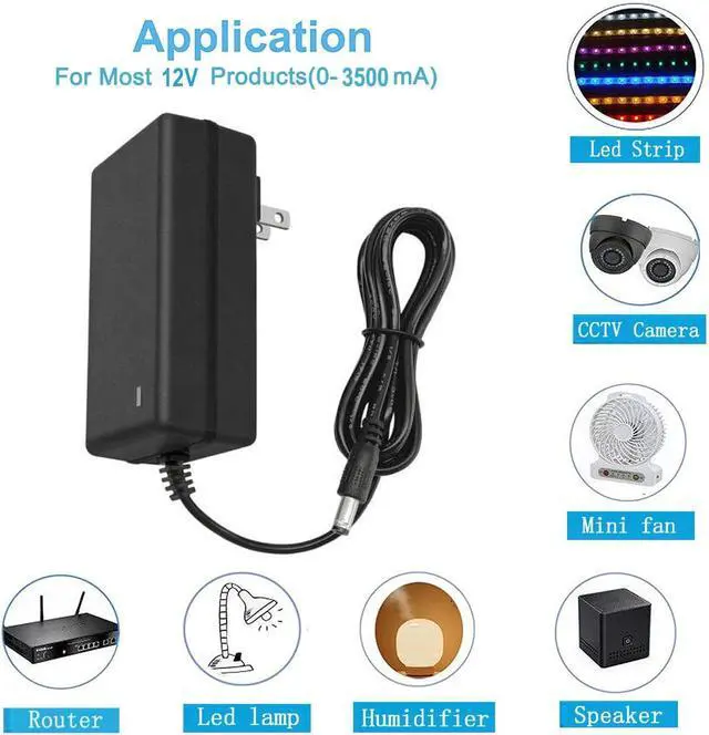 Alt view image 7 of 7 - 12V 3.5Amp DC Power Supply 12V Power Cord 100-240V AC to DC 12Volt 3500mA 3A 2.5A 2A Power Supply Adapter Converter with 5.5x2.5mm/2.1mm US Plug 12 Volt 3.5A Wall Adapter Transformer