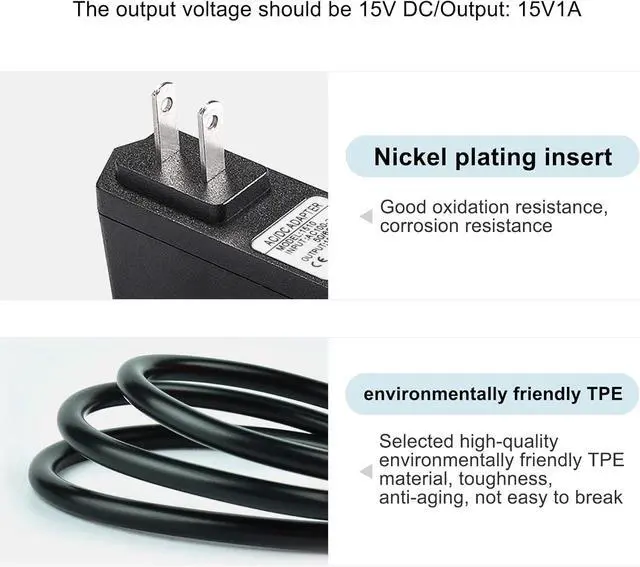Alt view image 4 of 5 - DC 15V 1A Car Jump Starter Power Cord Charger for Peak 450A 500A 600A 800A 1000A Auto Battery Booster AC Adapter Compatible with Beatit Schumacher Tacklife Gooloo DBPower DJS50 Jump Starters