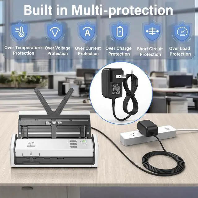 Alt view image 6 of 7 - 5V 3A Charger Power Cord for Brother ADS-1700W ADS-1300 ADS-1250W ADS-1200 ADS-1190 ADS1700W ADS1300 Compact Color Desktop Document Scanner SA-AD-001 US UU318-0530 DC5V Power Supply AC DC Ddapter Plug