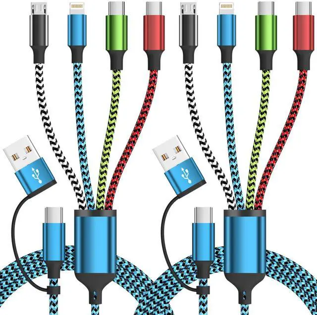 Main image of USB A/C 4 in 2 Charging Cable Dual Type C Mulit Charging Cable Universal Charging Cables for All Devices Phone Charger Cord Adapter 2 USB-C/IP/Micro Port for Cell Phones Tablets Galaxy PS & More