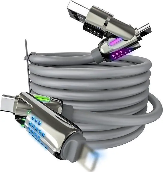 Main image of 4 in 1 Charging Cable (6.6FT) MAX 240W Chubby Multi USB C Charging Cable with Light USB to USB C Fast Charging Cables for Multiple Devices iPhone 16 15 14 Pro Max/MacBook/iPad Pro Grey