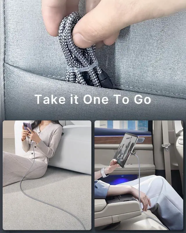 Alt view image 6 of 6 - 4 in 1 Charging Cable [2Pack 6.6FT] Fast Charging Cord  MFi Certified Lightning Cable Nylon Braided 60W Multi USB C Cable for iPhone 16/15 14 13 12 iPad  Galaxy MacBook iPad Tablets