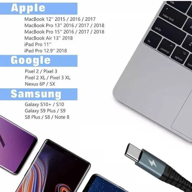 Alt view image 7 of 7 - Type C CableFast Charge USB C to USB-C Charger Cordfor S25 S24 S23 S22 S21 S21 Phone 16 15Braided Phone Charging 3Pack