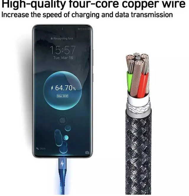 Alt view image 5 of 7 - Type C CableFast Charge USB C to USB-C Charger Cordfor S25 S24 S23 S22 S21 S21 Phone 16 15Braided Phone Charging 3Pack