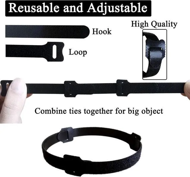 Alt view image 3 of 5 - 50pcs 4 Inch Cable Ties for Charging Cords Wire Ties Cord Ties Cable Straps Reusable Adjustable Heavy Duty Self-Locking Black