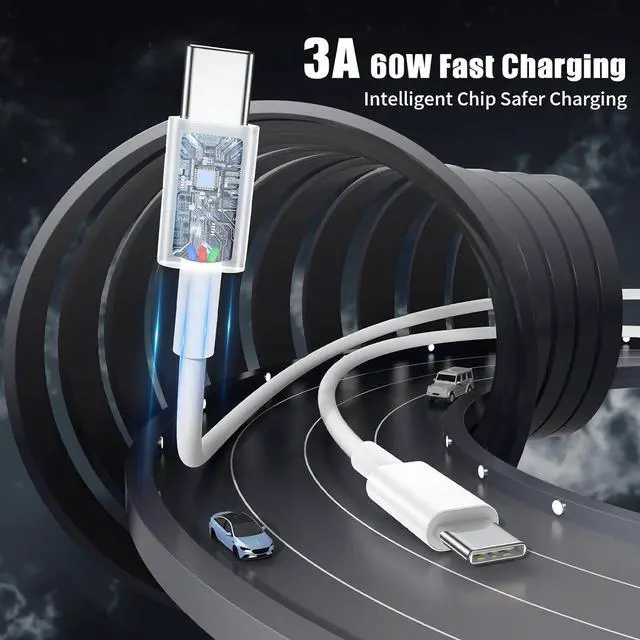 Alt view image 5 of 7 - USB C to USB C Cable 3FT for  iPhone 17 16 Charger Cord 4Pack 60W C to C Cable Fast Charging Wire for iPhone 16 15 Pro Plus Pro Max iPad Pro/Air MacBook Pro/Air for Galaxy S24 S23 and More