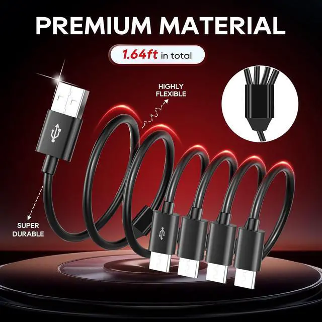 Alt view image 5 of 7 - USB to Micro USB Splitter 4 in 1 Charging Cable for Multiple Devices 2.0 Type A Male to 4 USBMicro Male Adapter Cable for Data Sync Charging 1.64ft