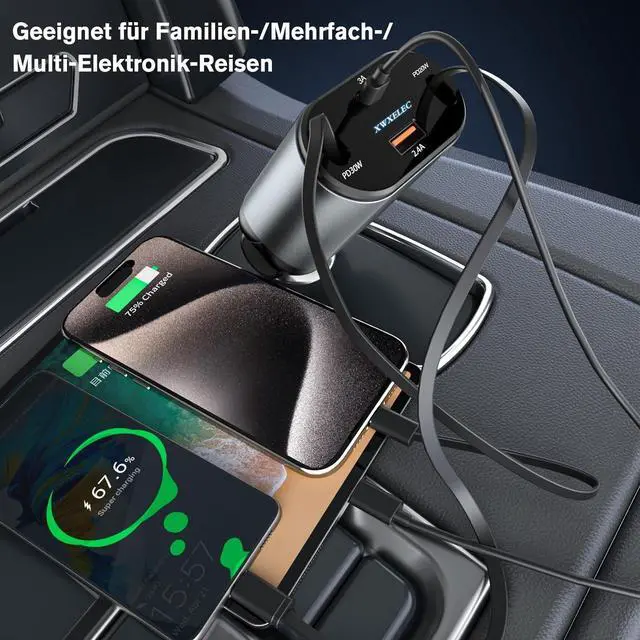 Alt view image 7 of 7 - 4 in 1 Retractable Car Charger USB C Fast Charging Adapter[Max80W] with USB-i Cable&Dual Charge Port Compatible with iPhone 16/15/14/13/12/11 Pro Max Plus/iPad/AirPods Galaxy Google GPSUSB-C/USB-i