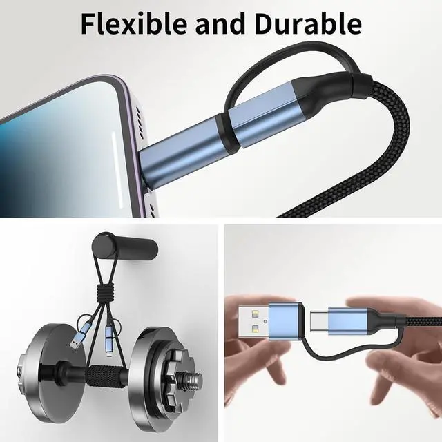 Alt view image 6 of 7 - 4 in 1 Charging Cable 2 FT Car Charger Cable for iPhone 16 15 Pro 60W Fast Charging USB C Lightning Adapter USB C to USB C 4 in 1 Multi Charger Cord for iPhone 16/15/14/13/12 Series iPad Pixel