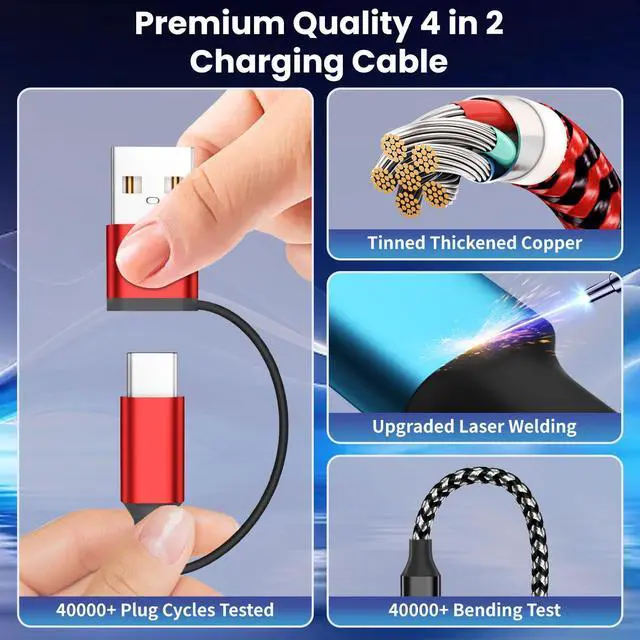 Alt view image 6 of 7 - Travel Essentials 4in2 Multi Charging Cable for  Watch Charger USB A/C to Dual Type C/IP/iWatch Charger Travel Chargers for Multiple Devices Compatible with iWatch Series&iPhone 16-12 5FT