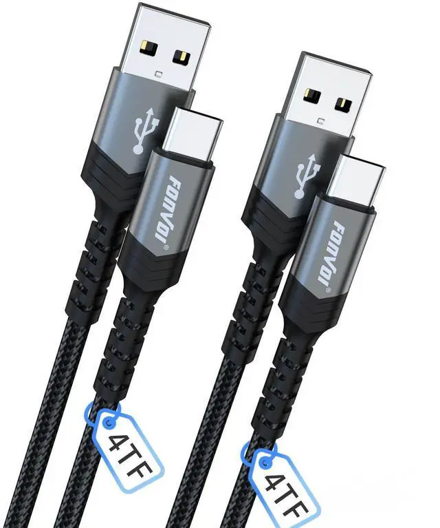 Alt view image 2 of 6 - USB to USB C Cable[2park 4FT] USB Type C Fast Chargr Cable 3.1A Braided USB A to Type-C Charger Cable for iPad iphone15  Galaxy Note Pixel One Plus etc
