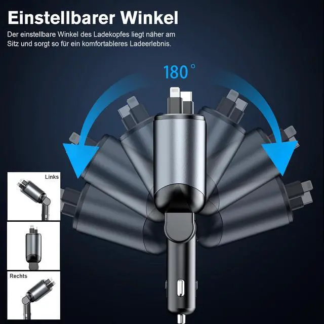 Alt view image 4 of 7 - 4 in 1 Retractable Car Charger USB C Fast Charging Adapter[Max80W] with USB-i Cable&Dual Charge Port Compatible with iPhone 16/15/14/13/12/11 Pro Max Plus/iPad/AirPods Galaxy Google GPSUSB-C/USB-i